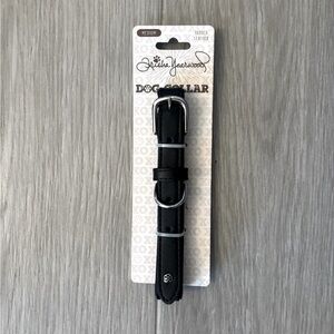 NWT Black Padded Leather and Silver Dog Collar with Metal Buckle